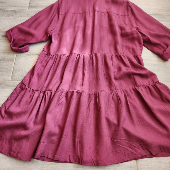 Westbound Women's Mini Dress XL Burgundy Red Tiered Babydoll Relaxed Fit A-line - Picture 10 of 12